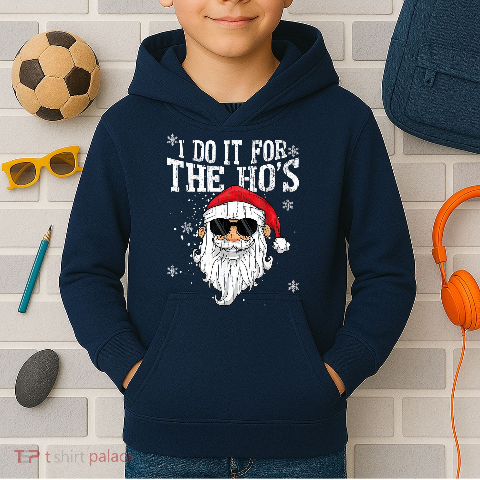 I Do It For The HOs Christmas Funny Christmas Kids Hoodie