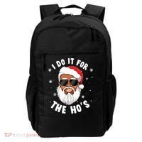 I Do It For The Hos Christmas African American Santa Black Backpack thumb 0