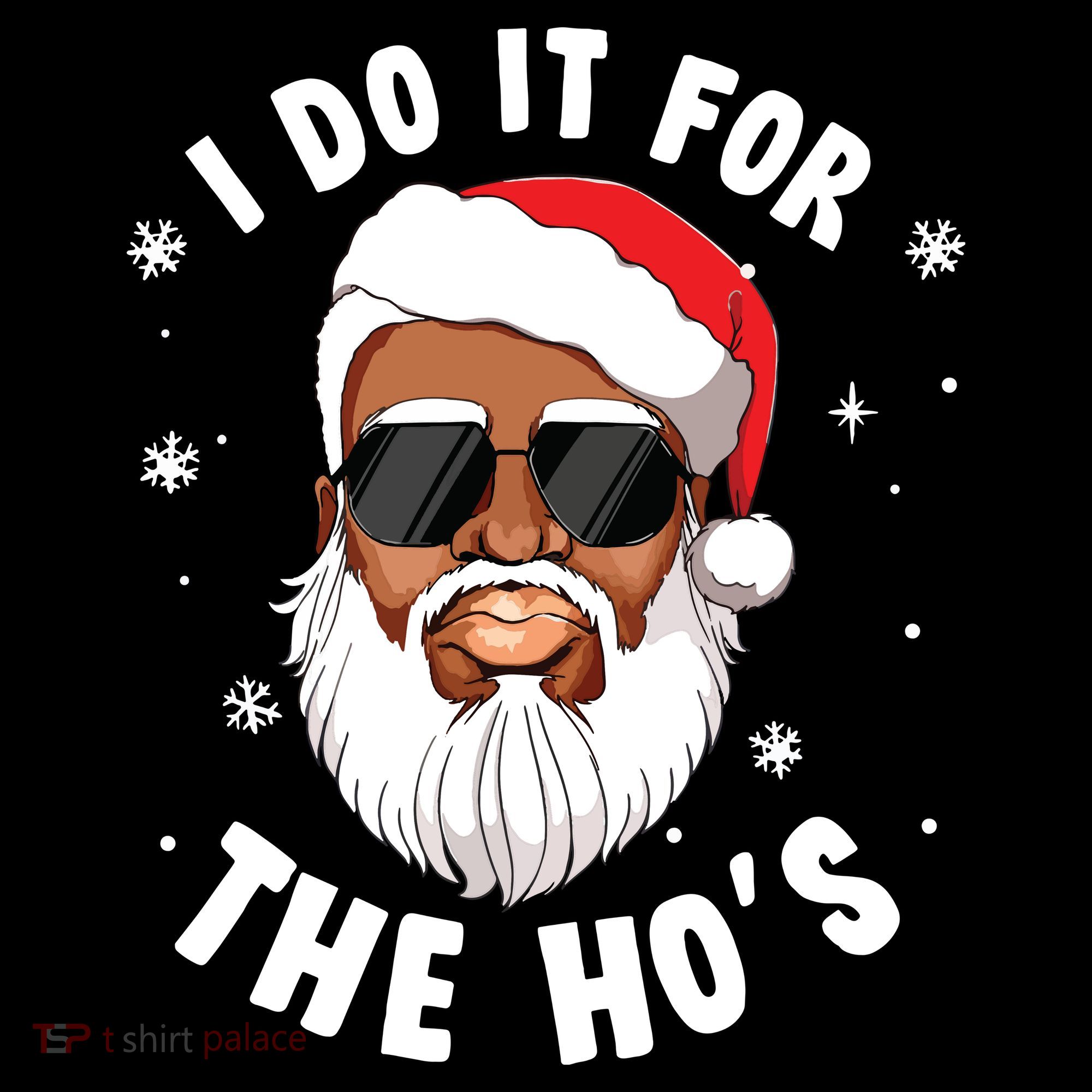I Do It For The Hos Christmas African American Santa Black Coffee Mug