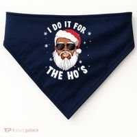 I Do It For The Hos Christmas African American Santa Black USA-Made Doggie Bandana thumb 0