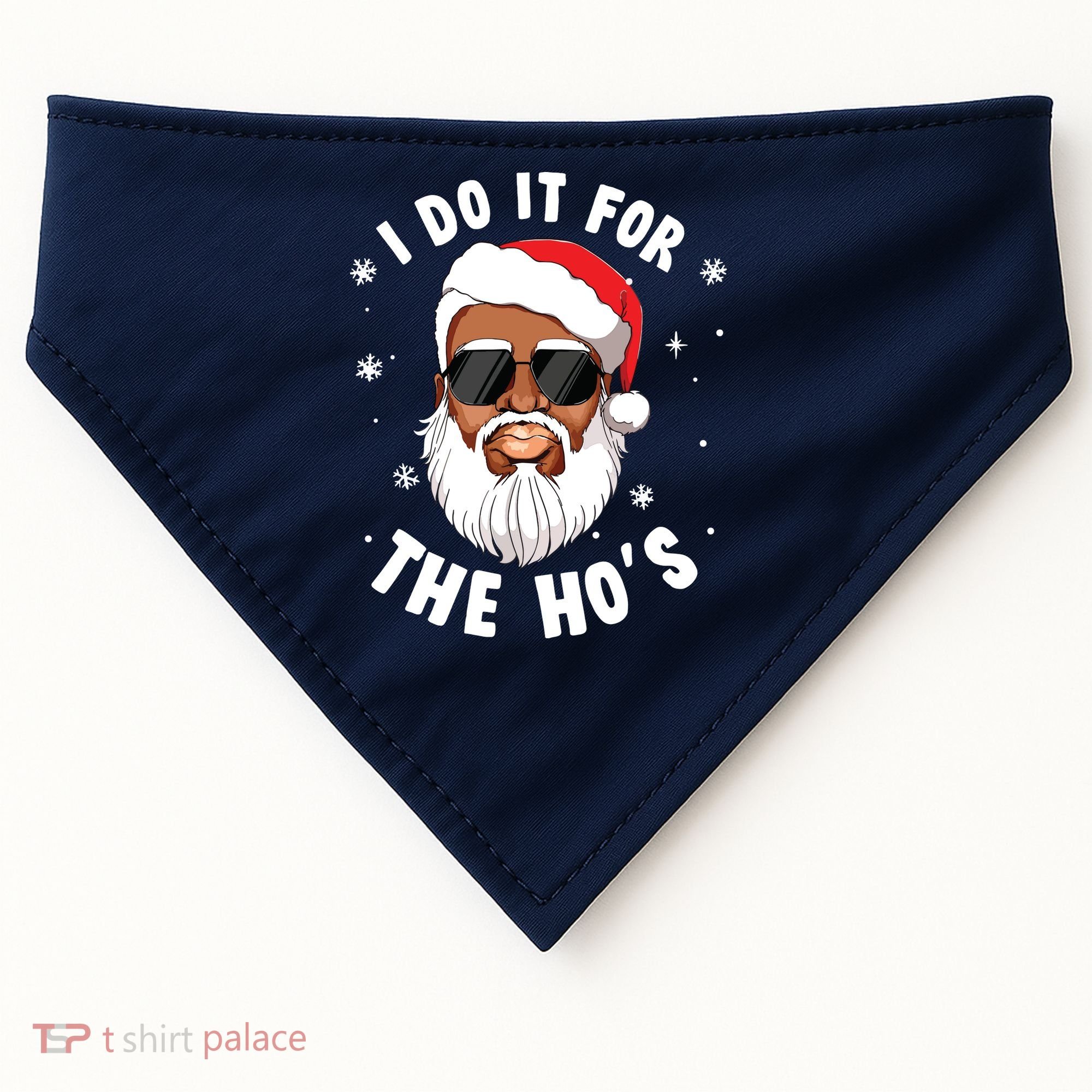 I Do It For The Hos Christmas African American Santa Black USA-Made Doggie Bandana