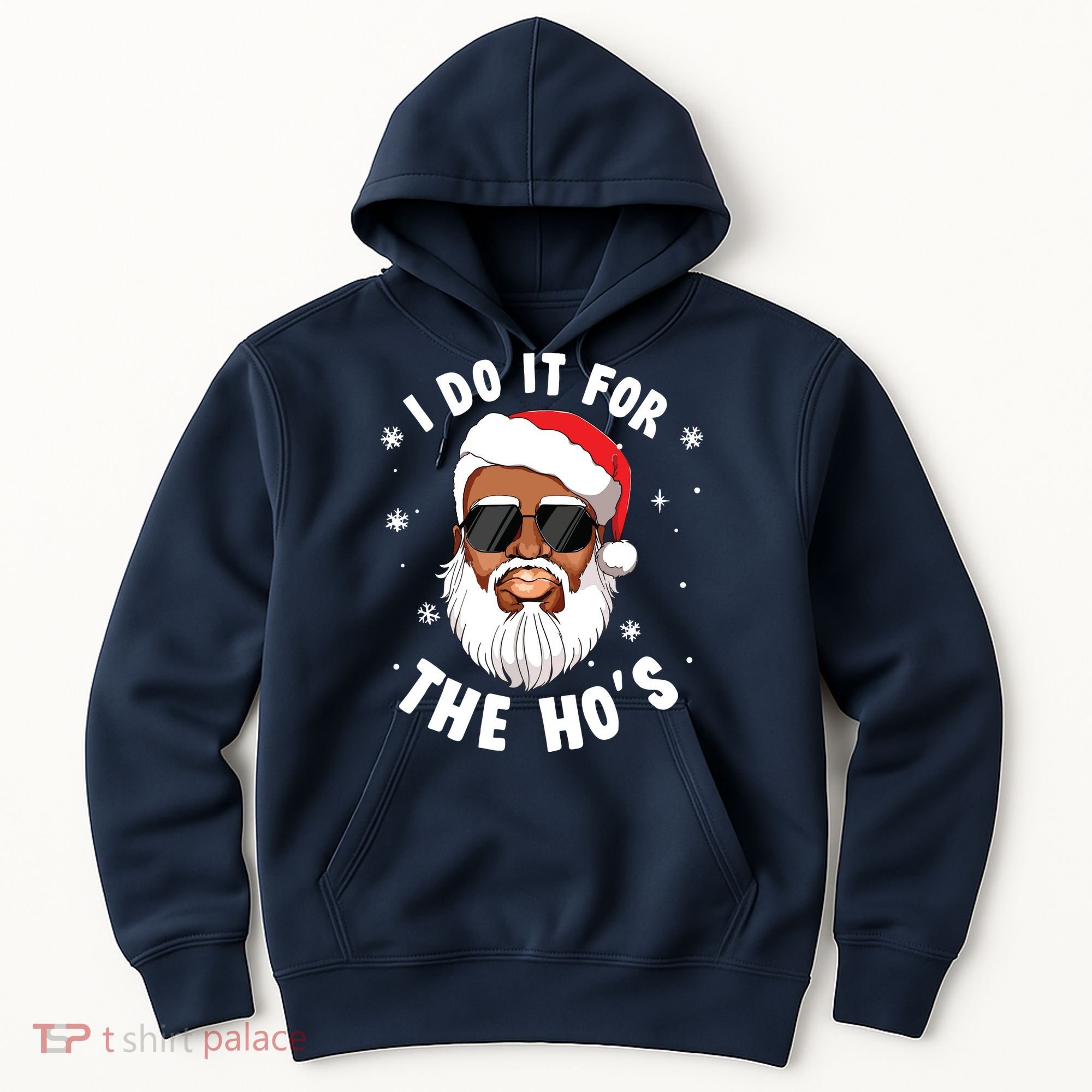I Do It For The Hos Christmas African American Santa Black Hoodie