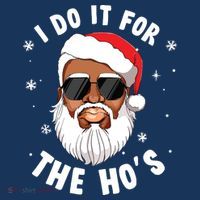 I Do It For The Hos Christmas African American Santa Black Apron thumb 3