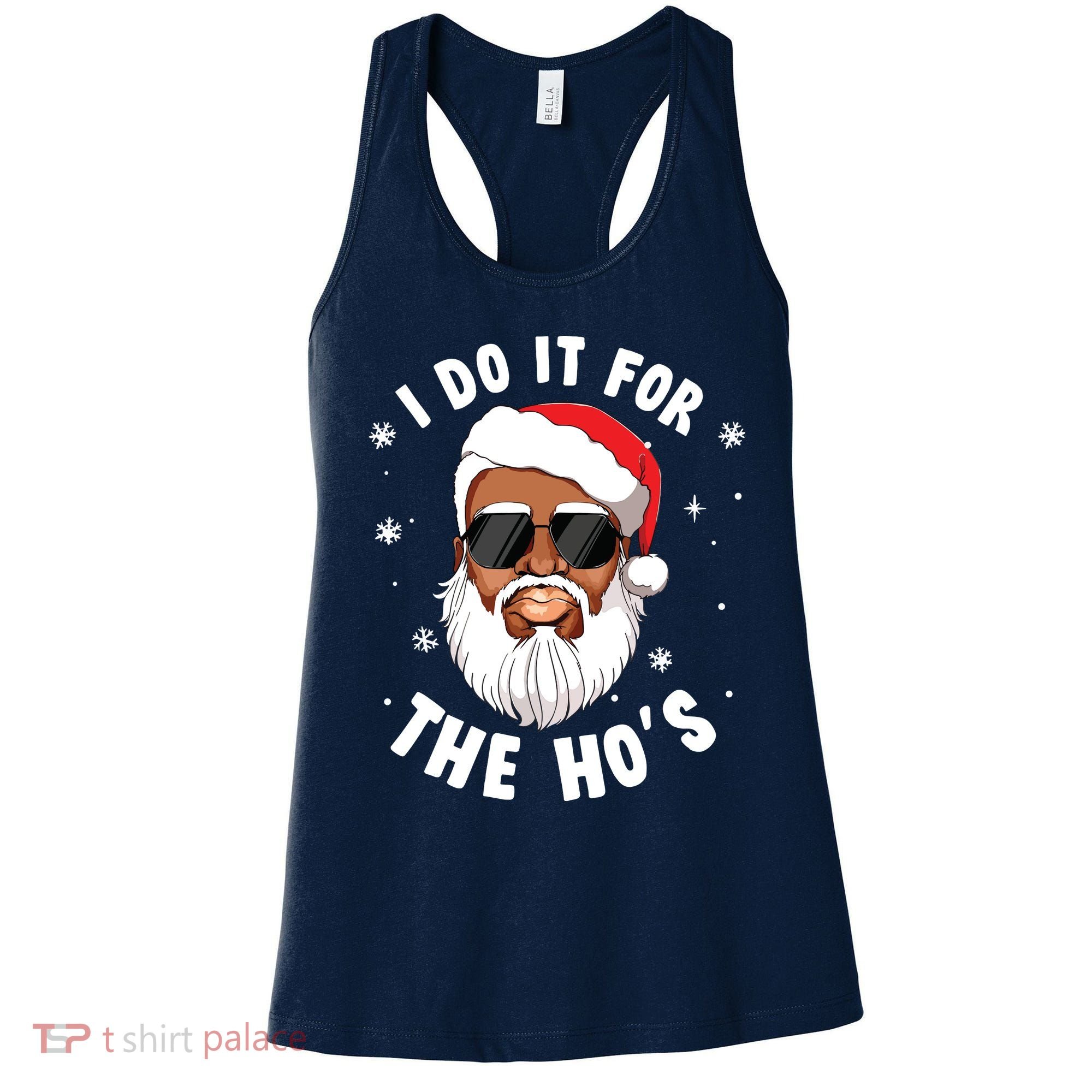 I Do It For The Hos Christmas African American Santa Black Women's Tank Top