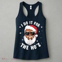I Do It For The Hos Christmas African American Santa Black Women's Tank Top thumb 3