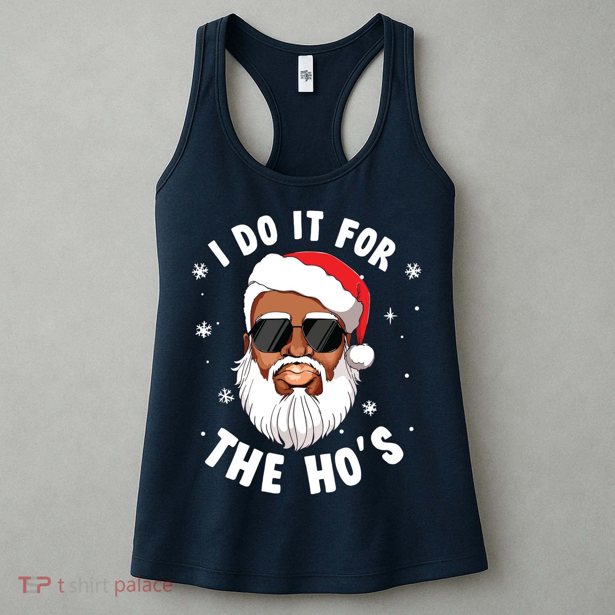 I Do It For The Hos Christmas African American Santa Black Women's Tank Top