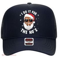 I Do It For The Hos Christmas African American Santa Black Hat thumb 0