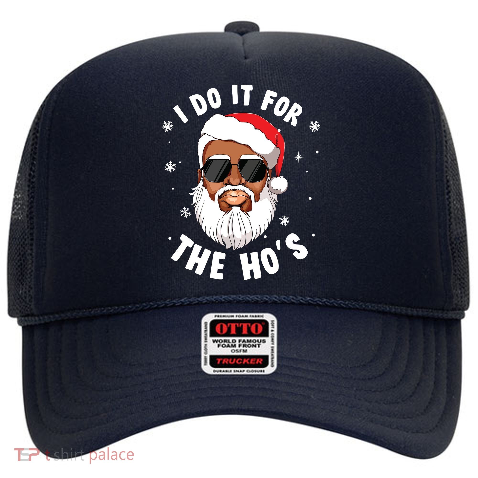 I Do It For The Hos Christmas African American Santa Black Hat