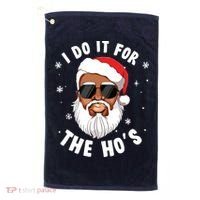 I Do It For The Hos Christmas African American Santa Black Golf Towel thumb 0