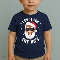 I Do It For The Hos Christmas African American Santa Black Toddler T-Shirt thumb 2