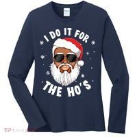 I Do It For The Hos Christmas African American Santa Black Women's Long Sleeve Shirt thumb 0