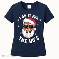 I Do It For The Hos Christmas African American Santa Black Women's T-Shirt thumb 0