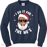 I Do It For The Hos Christmas African American Santa Black Kids Sweatshirt thumb 0