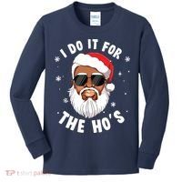 I Do It For The Hos Christmas African American Santa Black Kids Long Sleeve Shirt thumb 0