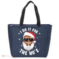 I Do It For The Hos Christmas African American Santa Black Tote Bag thumb 0