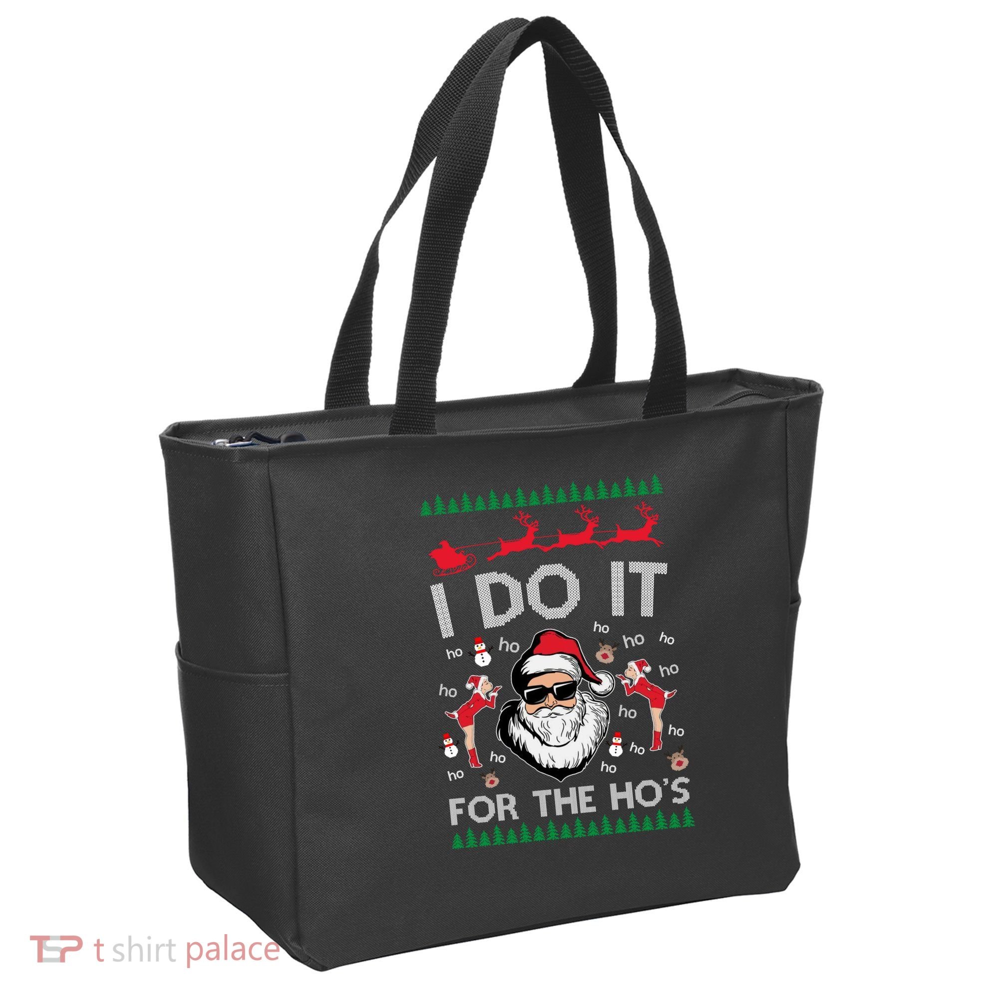I Do It For The Hos Funny Santa Ugly Christmas Tote Bag