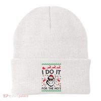 I Do It For The Hos Funny Santa Ugly Christmas Beanie thumb 0