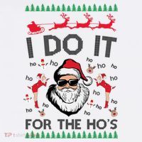 I Do It For The Hos Funny Santa Ugly Christmas Women's Hoodie thumb 2