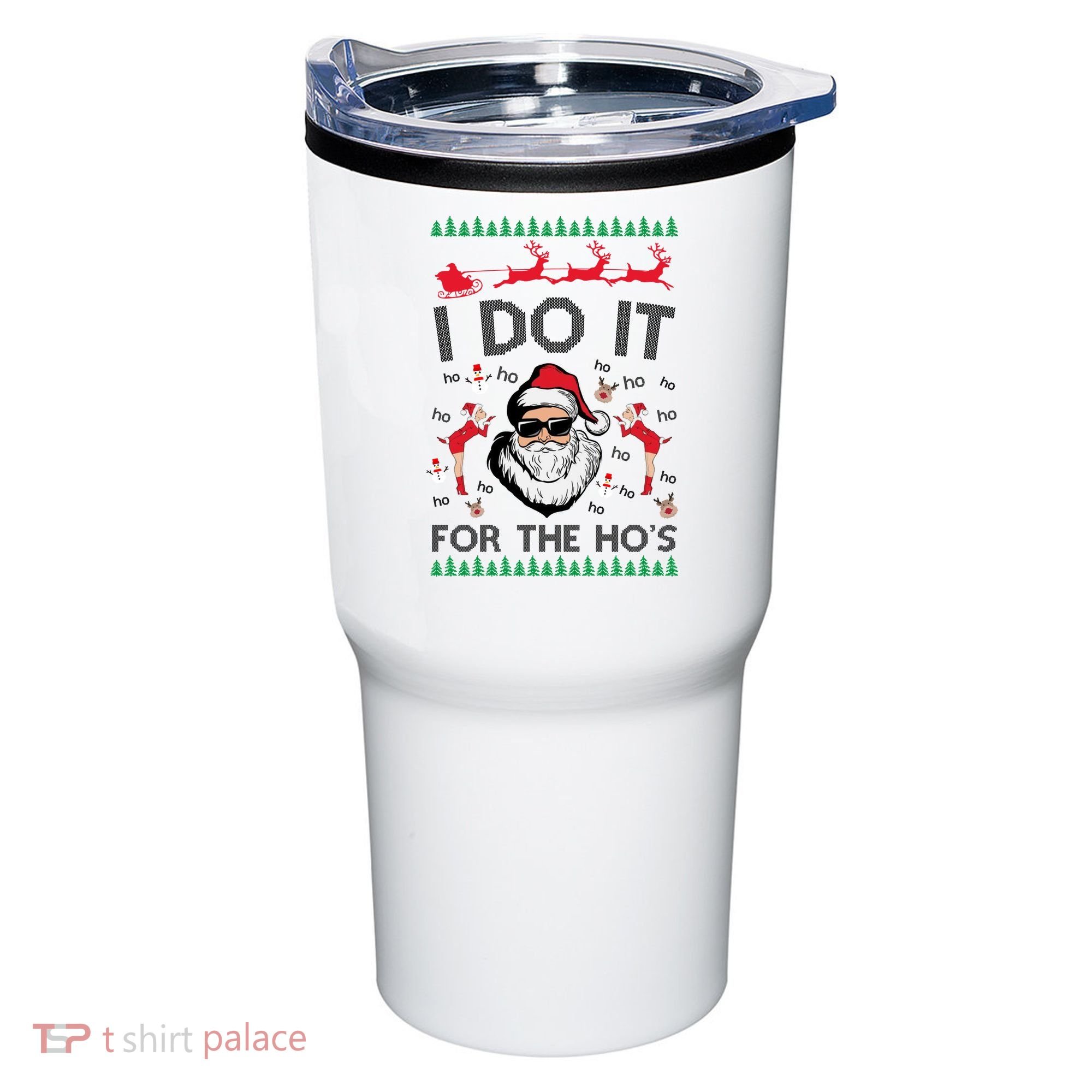 I Do It For The Hos Funny Santa Ugly Christmas Tumbler