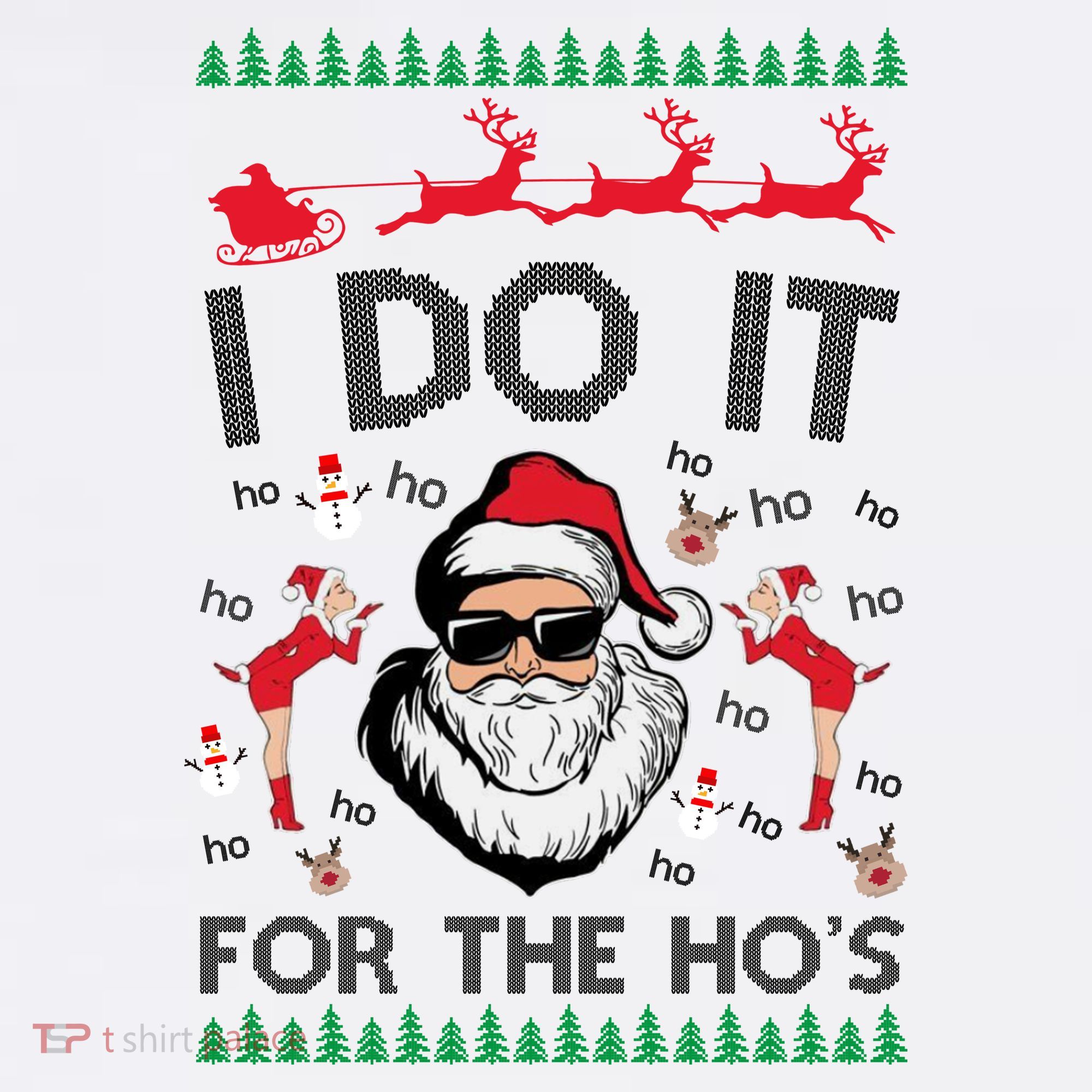 I Do It For The Hos Funny Santa Ugly Christmas Women's Tank Top