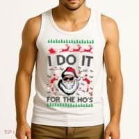 I Do It For The Hos Funny Santa Ugly Christmas Tank Top thumb 3