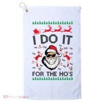 I Do It For The Hos Funny Santa Ugly Christmas Golf Towel thumb 0