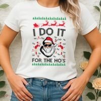 I Do It For The Hos Funny Santa Ugly Christmas Women's T-Shirt thumb 2