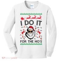 I Do It For The Hos Funny Santa Ugly Christmas Kids Long Sleeve Shirt thumb 0