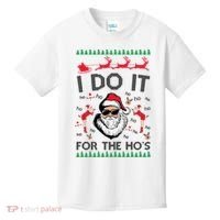 I Do It For The Hos Funny Santa Ugly Christmas Kids T-Shirt thumb 0