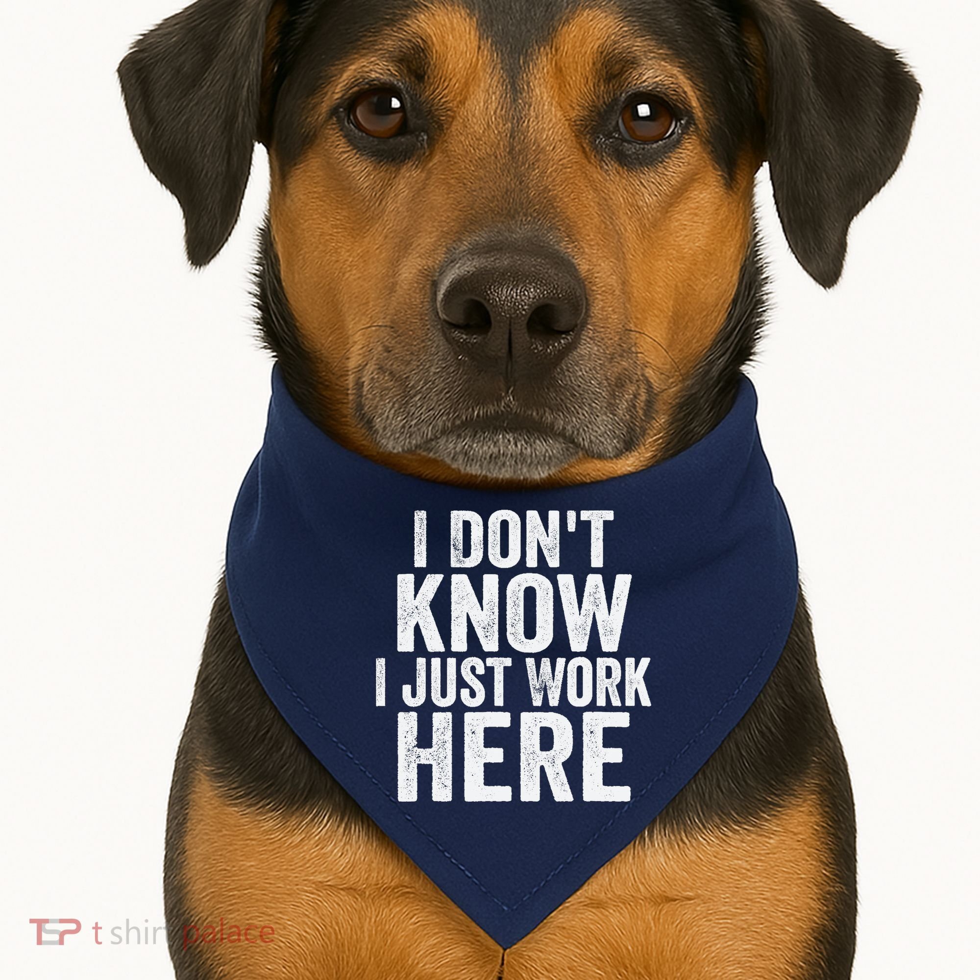 I Dont Know I Just Work Here Funny Working Quotes Sarcastic USA-Made Doggie Bandana