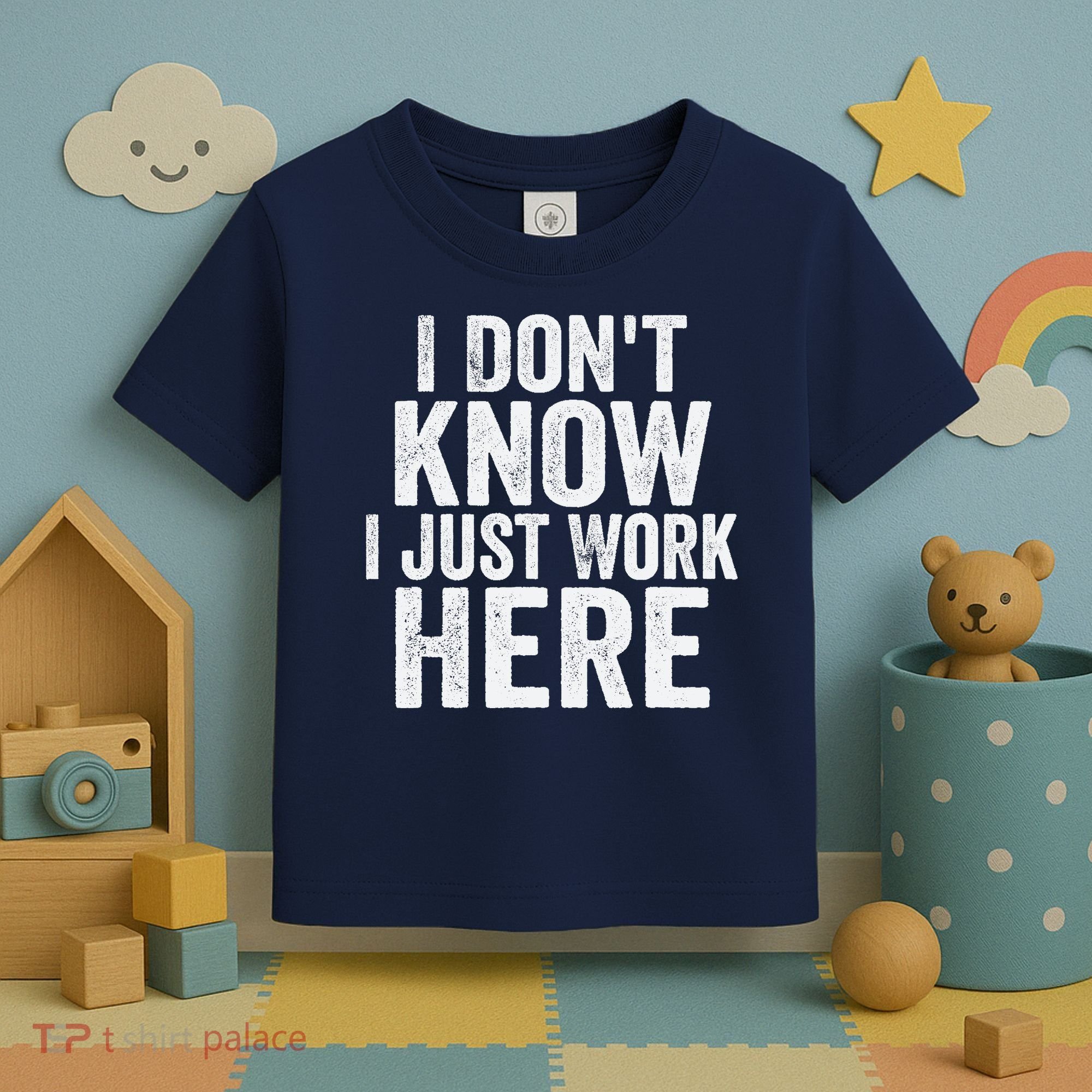 I Dont Know I Just Work Here Funny Working Quotes Sarcastic Toddler T-Shirt