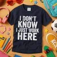I Dont Know I Just Work Here Funny Working Quotes Sarcastic Kids T-Shirt thumb 3