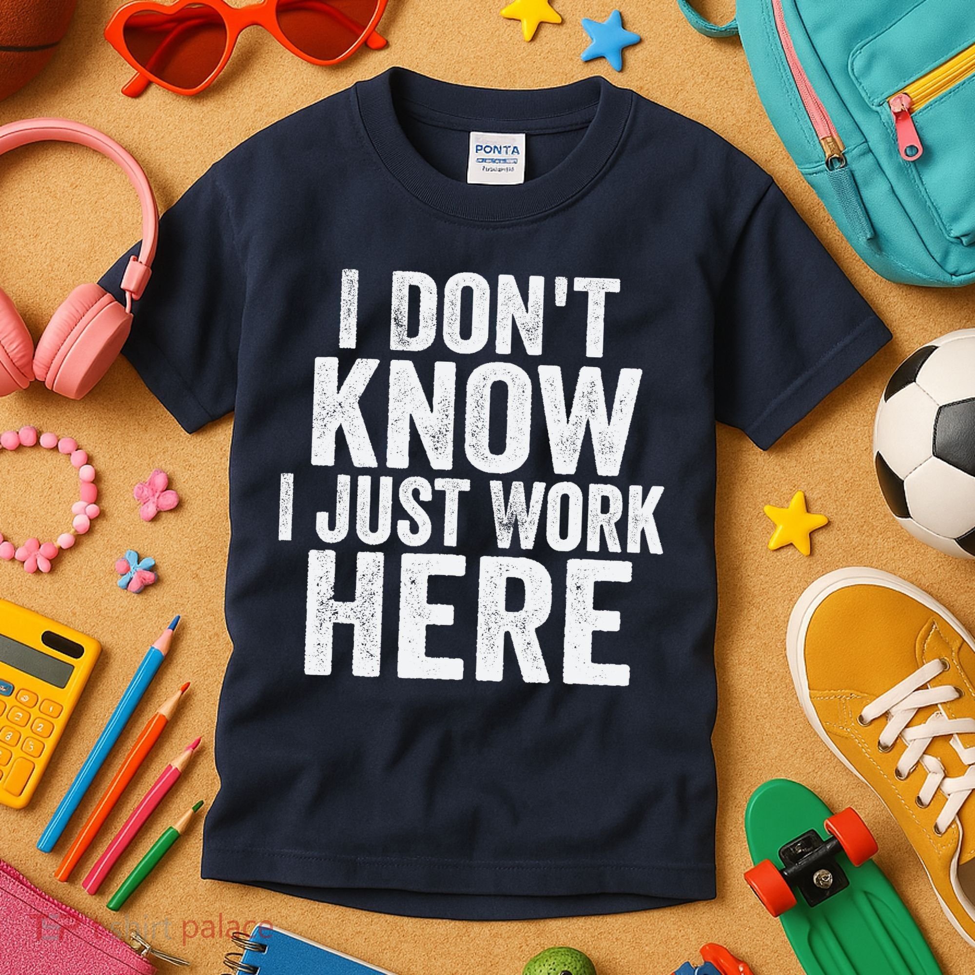 I Dont Know I Just Work Here Funny Working Quotes Sarcastic Kids T-Shirt