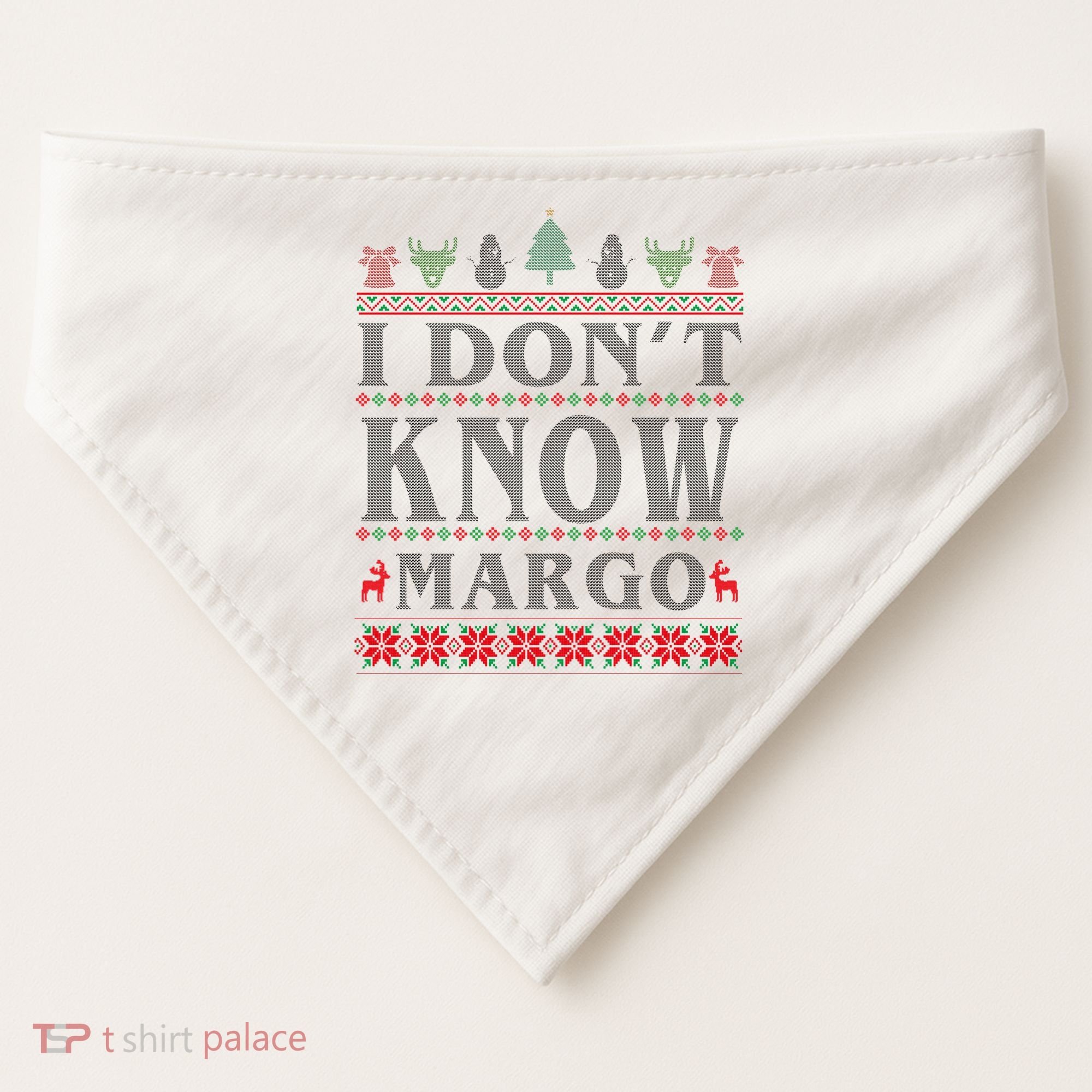 I Don't Know Margo Funny Ugly Christmas USA-Made Doggie Bandana