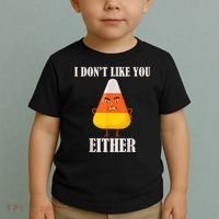 I Don't Like You Either Funny Halloween Candy Corn Toddler T-Shirt thumb 2