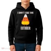 I Don't Like You Either Funny Halloween Candy Corn Kids Hoodie thumb 4