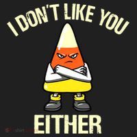 I Don't Like You Either Funny Halloween Candy Corn Women's Sweatshirt thumb 2