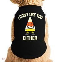 I Don't Like You Either Funny Halloween Candy Corn Doggie Tank thumb 0