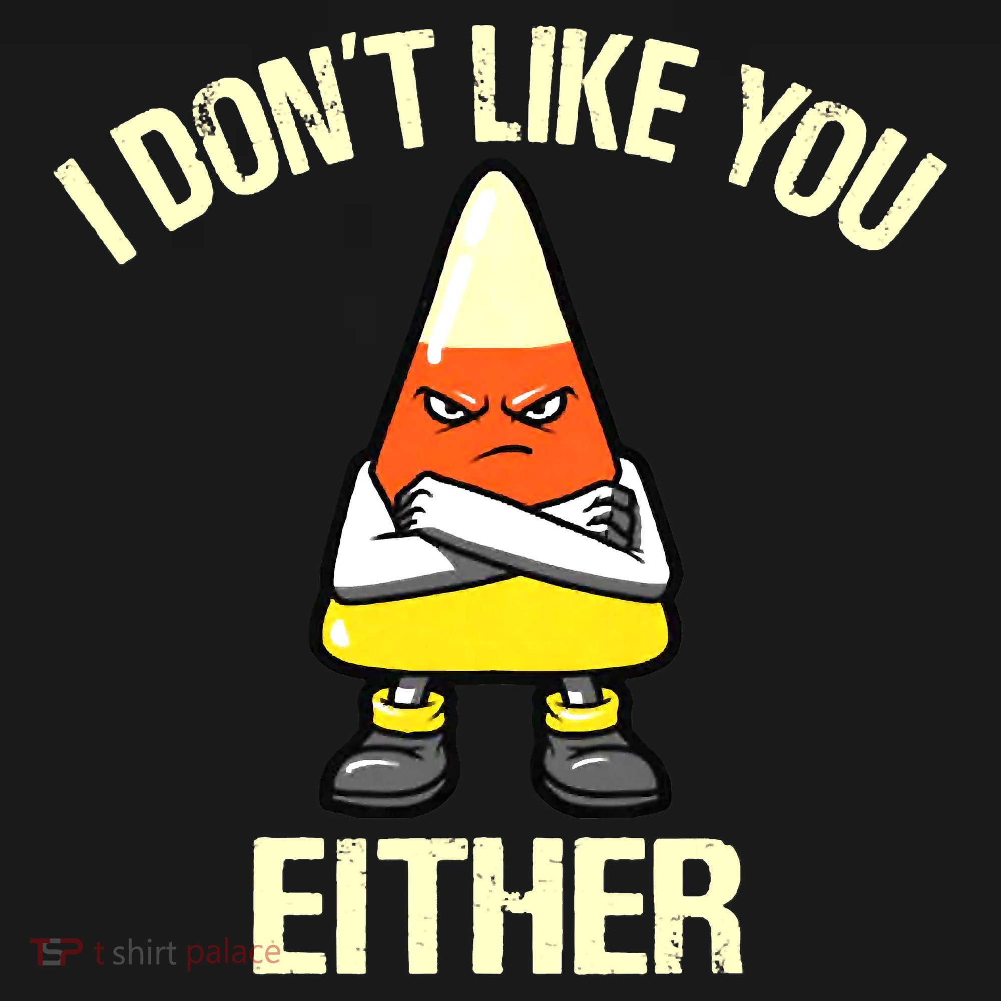 I Don't Like You Either Funny Halloween Candy Corn Doggie Tank