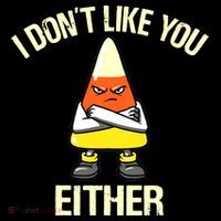 I Don't Like You Either Funny Halloween Candy Corn Women's Hoodie thumb 2