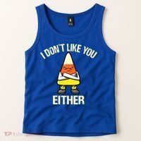 I Don't Like You Either Funny Halloween Candy Corn Tank Top thumb 2