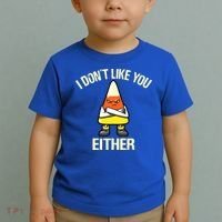 I Don't Like You Either Funny Halloween Candy Corn Toddler T-Shirt thumb 2