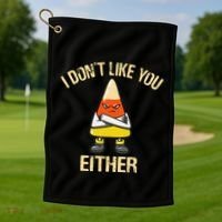 I DonT Like You Either Candy Corn Golf Towel thumb 1