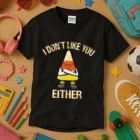 I DonT Like You Either Candy Corn Kids T-Shirt thumb 3