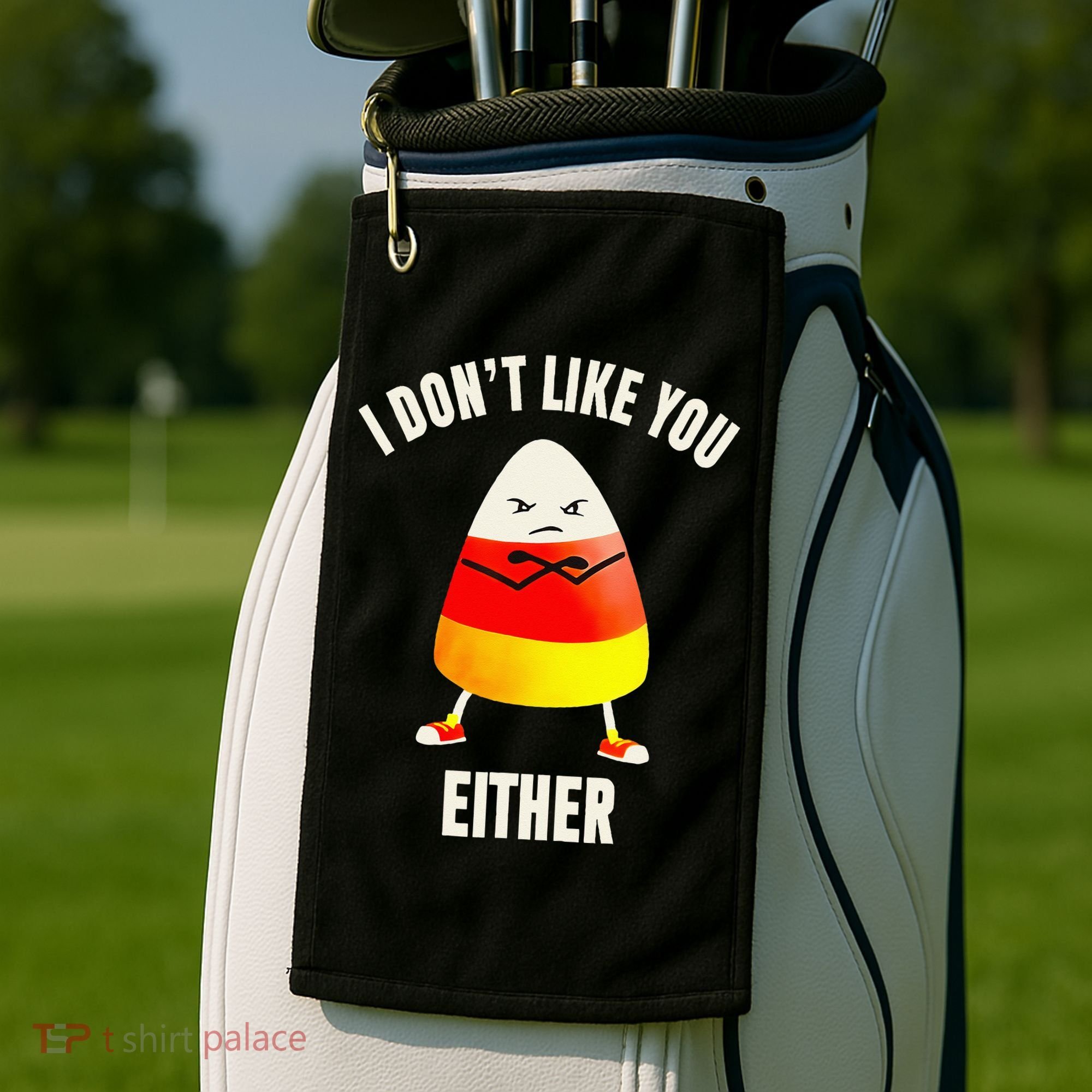 I Dont Like You Either Candy Corn Golf Towel