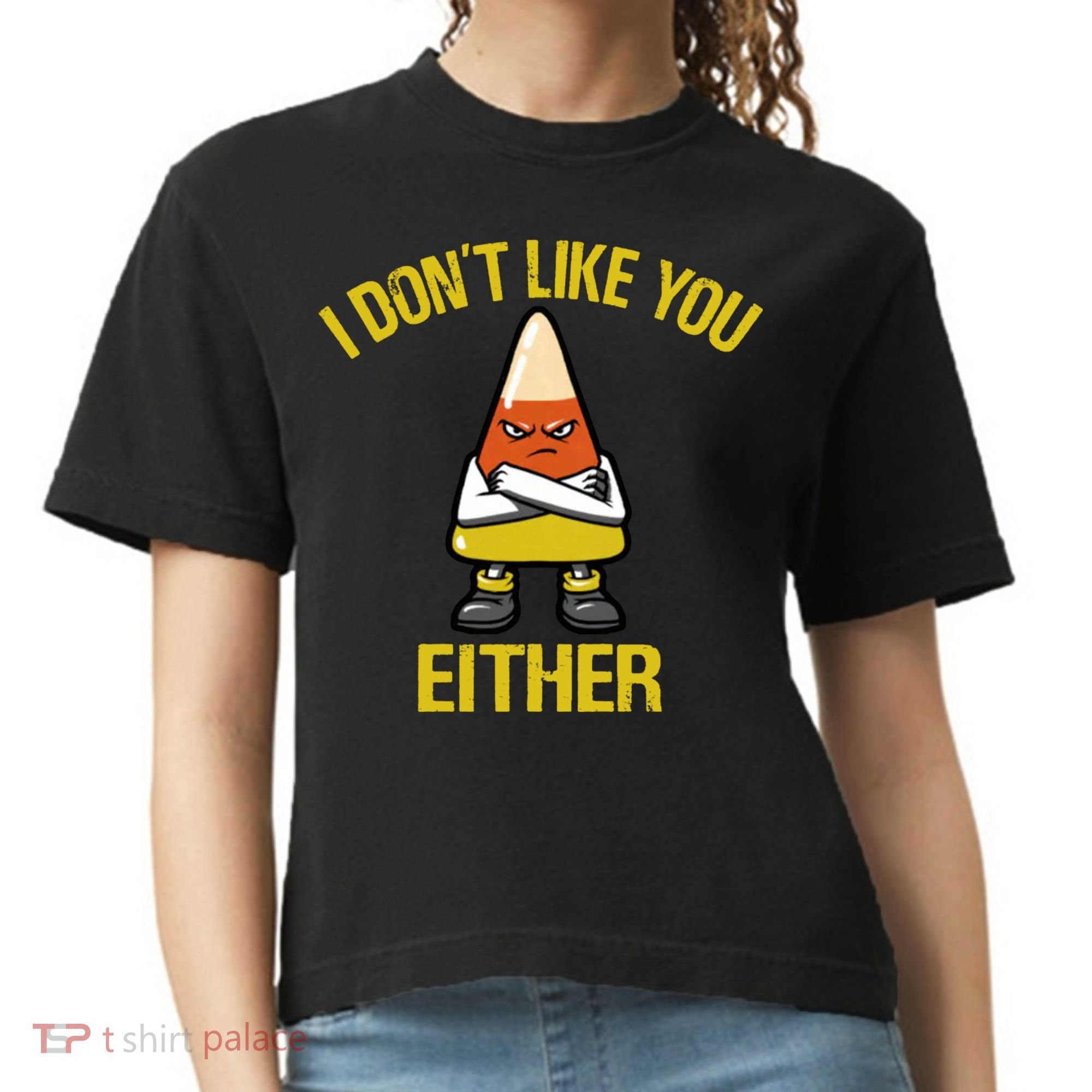 I Dont Like You Either Funny Halloween Candy Corn Comfort Colors Boxy T-Shirt