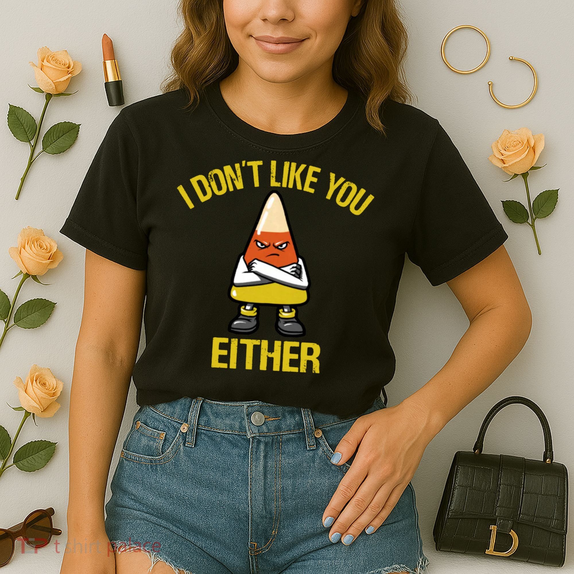 I Dont Like You Either Funny Halloween Candy Corn Comfort Colors Boxy T-Shirt