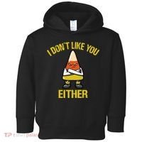 I Dont Like You Either Funny Halloween Candy Corn Toddler Hoodie thumb 0