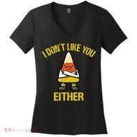 I Dont Like You Either Funny Halloween Candy Corn Women's V-Neck T-Shirt thumb 0