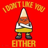 I Dont Like You Either Funny Halloween Candy Corn Santa Hat thumb 1